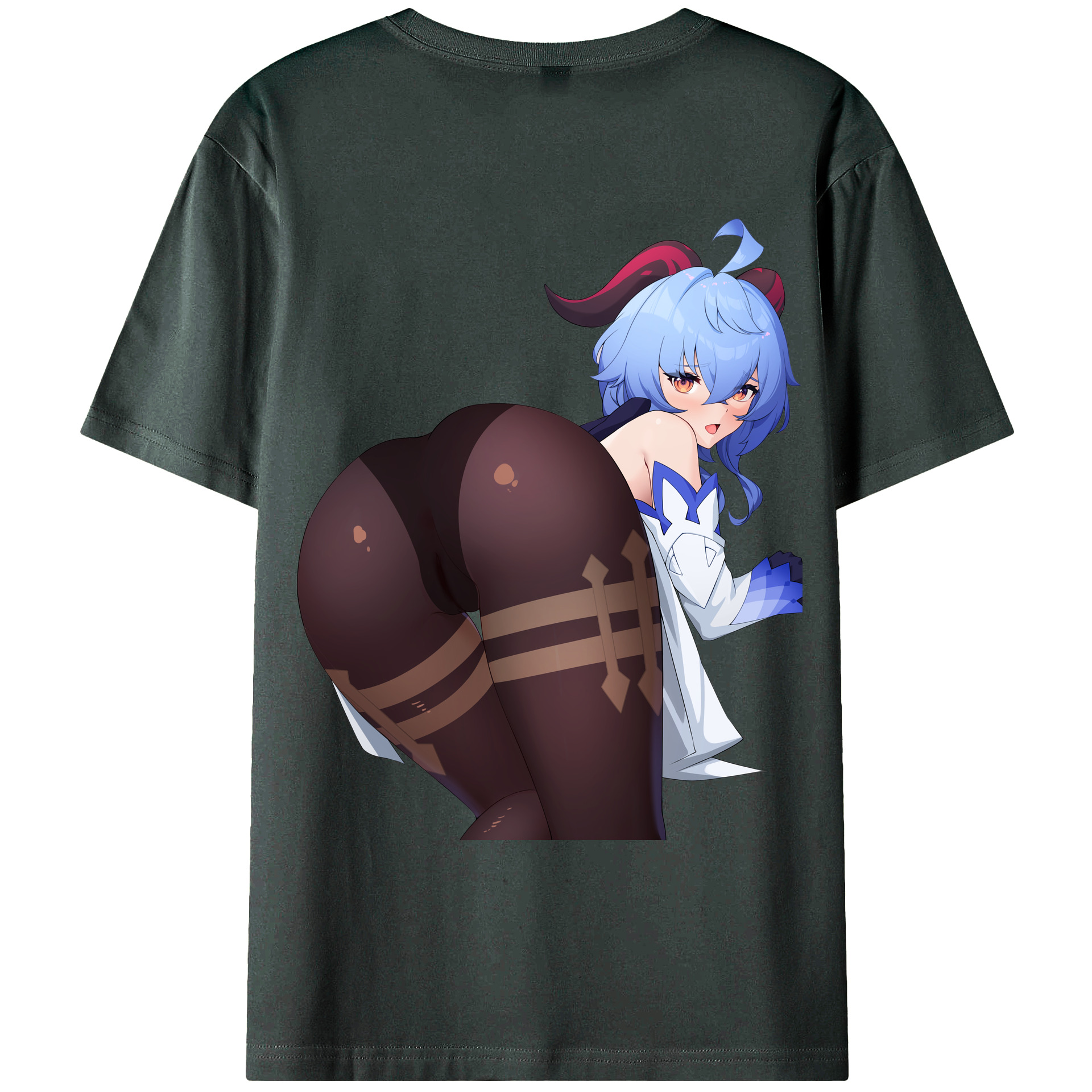 げんし神 甘雨 かんう genshin Ganyu 綿100％ メンズ半袖Tシャツ（バックプリント） 通気性